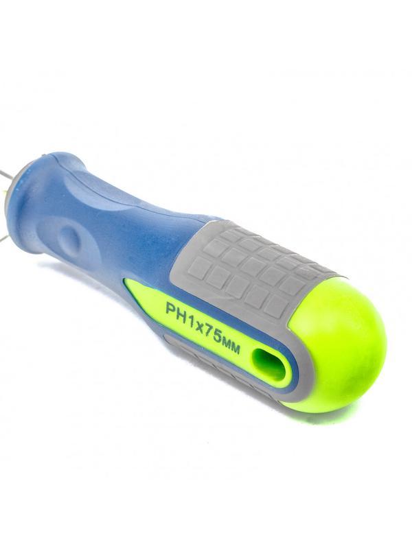 Отвертка, PH1 х 75 мм, CrV, трехкомпонентная рукоятка Сибртех