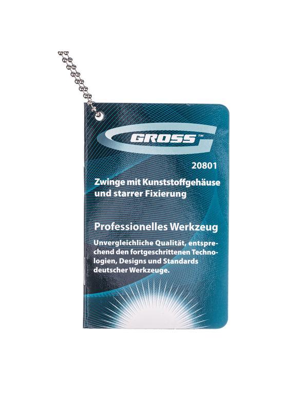 Струбцина клещеобразная 1-1/2, пластиковый корпус, храповой механизм жесткой фиксации, 38 мм Gross