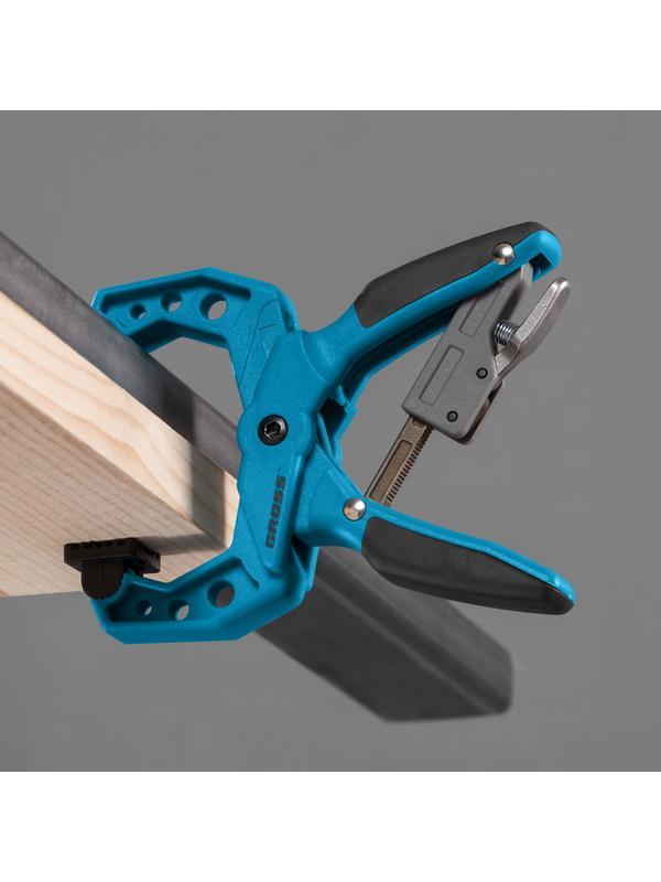 Струбцина клещеобразная 1-1/2, пластиковый корпус, храповой механизм жесткой фиксации, 38 мм Gross