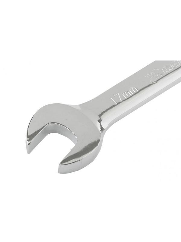 Ключ комбинированный трещоточный, 17 мм, CrV, шарнирный, зеркальный хром Matrix Professional