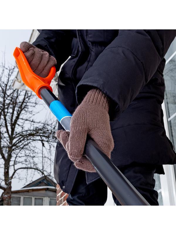 Перчатки трикотажные, акрил, двойные, коричневый, двойная манжета Россия Сибртех