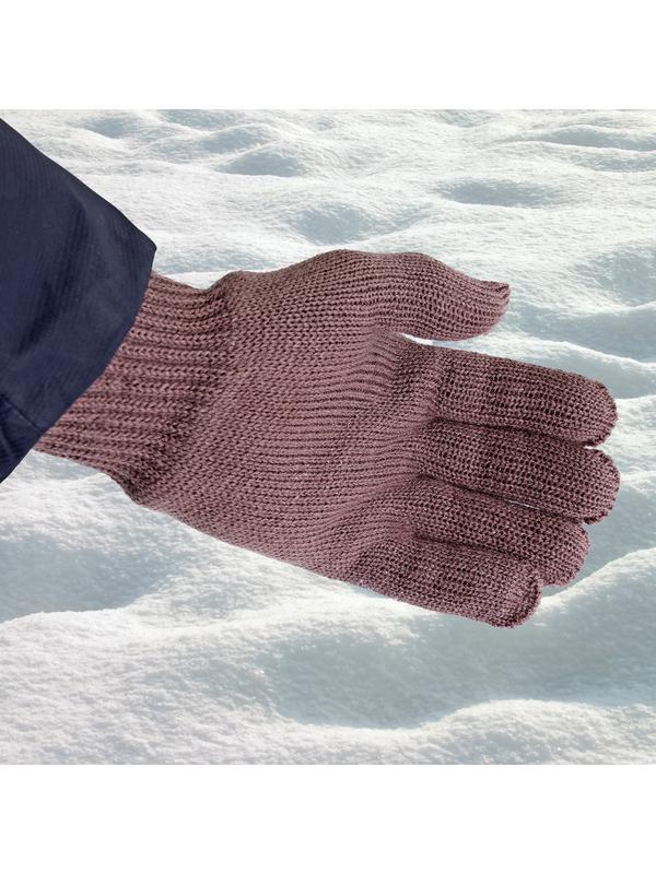 Перчатки трикотажные, акрил, двойные, коричневый, двойная манжета Россия Сибртех