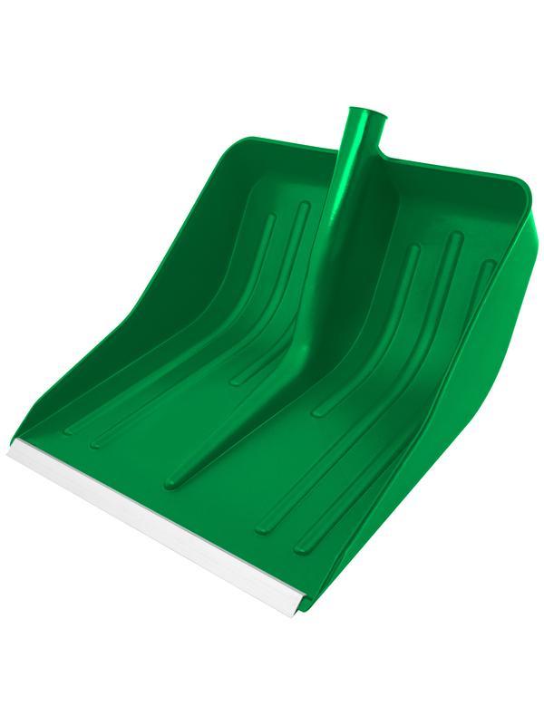 Лопата для уборки снега пластиковая, зеленая, 420 х 425 мм, без черенка, Россия, Сибртех