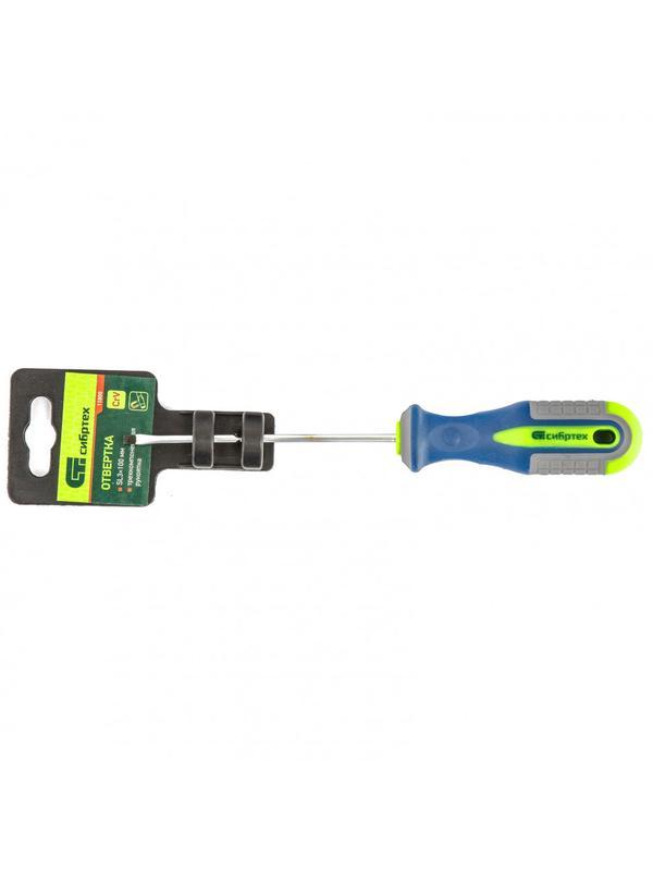Отвертка, SL3 х 100 мм, CrV, трехкомпонентная рукоятка Сибртех