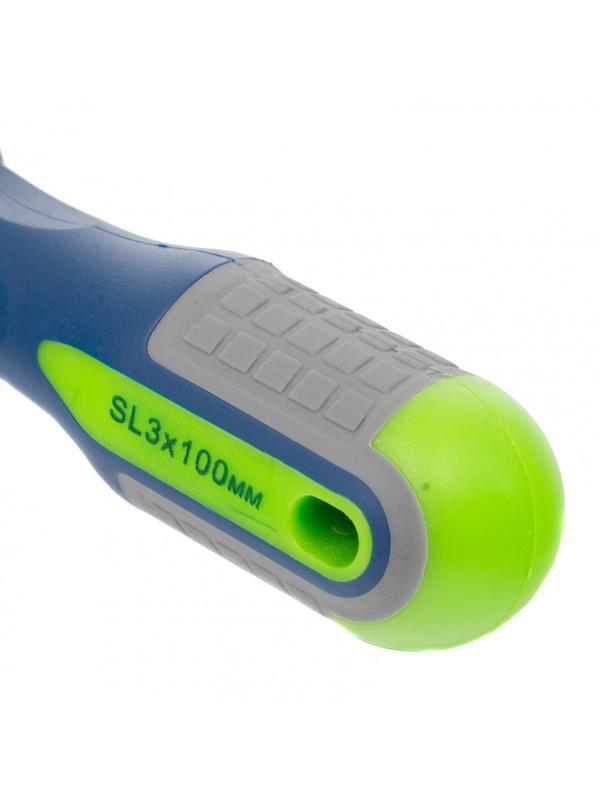 Отвертка, SL3 х 100 мм, CrV, трехкомпонентная рукоятка Сибртех