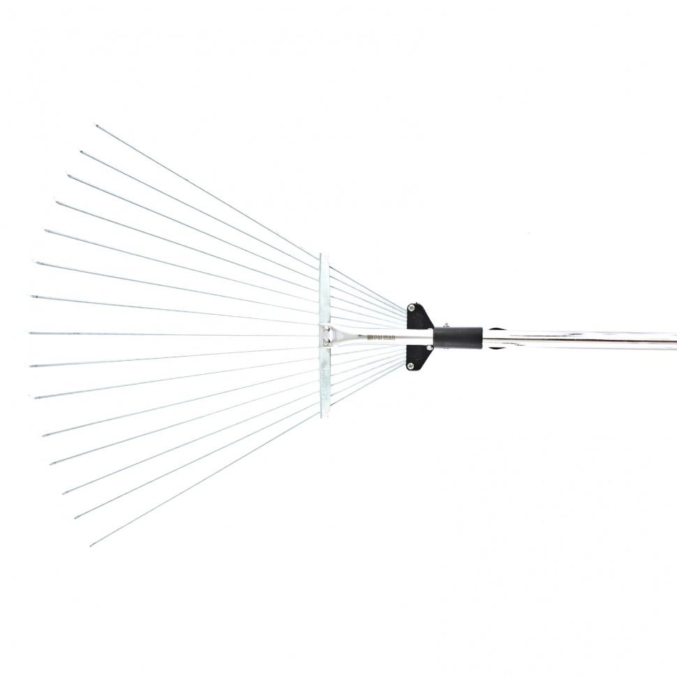 Грабли веерные стальные, 190 - 520 х 1200 - 1500 мм, 15 зубьев, раздвижные, стальной черенок, Palisad