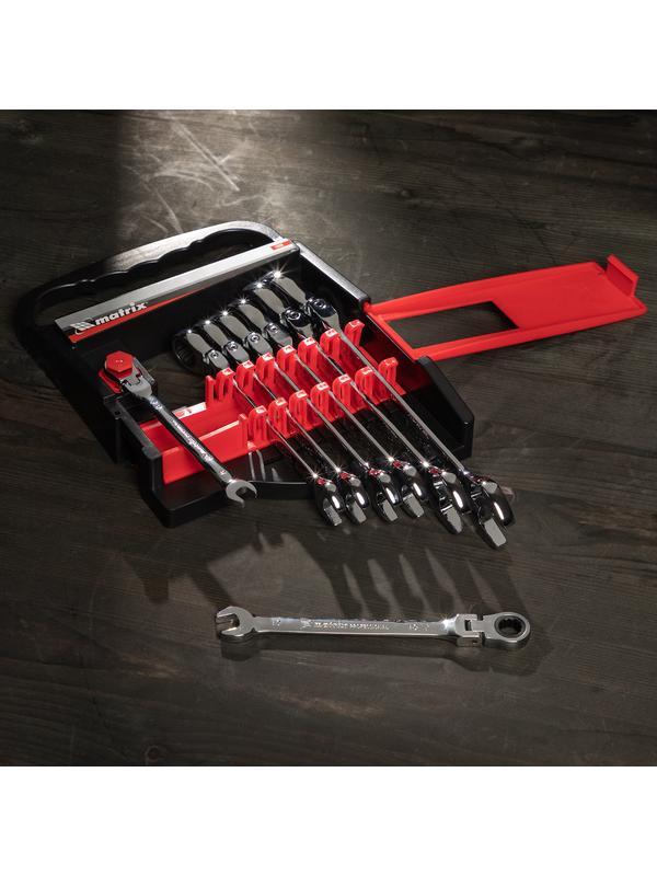 Набор ключей комбинированных, трещеточных шарнирных 8 шт Matrix