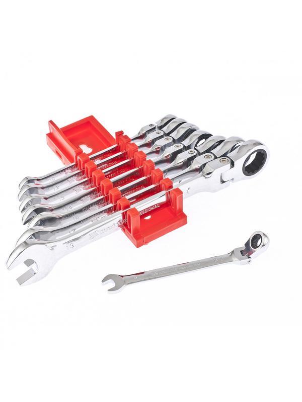 Набор ключей комбинированных, трещеточных шарнирных 8 шт Matrix