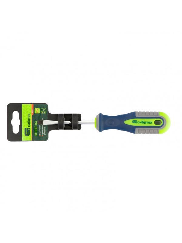 Отвертка, SL5 х 75 мм, CrV, трехкомпонентная рукоятка Сибртех