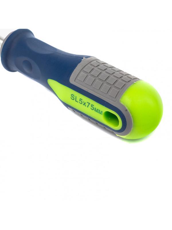 Отвертка, SL5 х 75 мм, CrV, трехкомпонентная рукоятка Сибртех