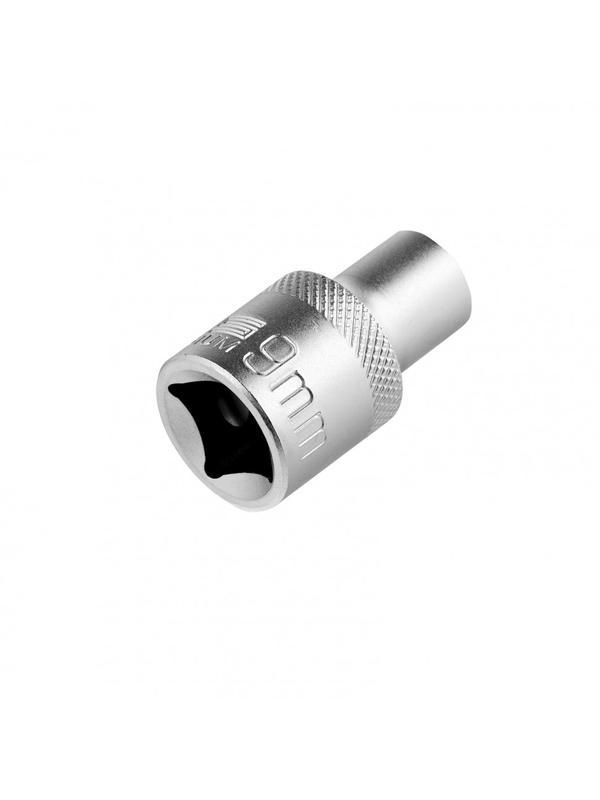 Головка торцевая, 9 мм, двенадцатигранная, CrV, под квадрат 1/2, хромированная Stels