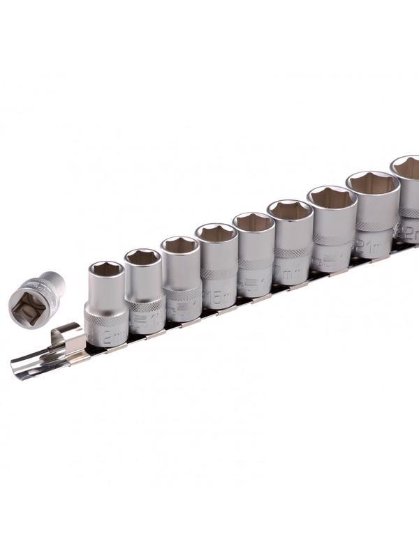 Набор торцевых головок, 1/2, шестигранные, CrV, 10 шт, 10-22 мм Stels