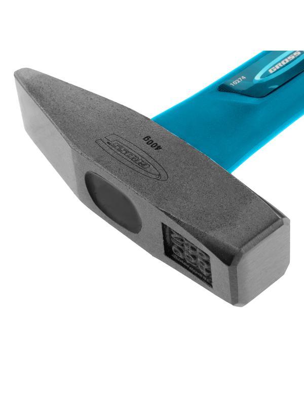 Молоток слесарный, 400 г, квадратный боек, фибергласовая обрезиненная рукоятка Gross