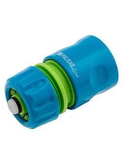 Соединитель пластмассовый, быстросъемный для шланга 1/2, аквастоп, однокомпонентный Palisad Luxe
