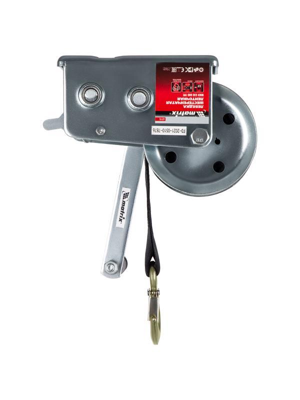 Лебедка шестеренчатая, тяга 0.8 т, ленточная Matrix