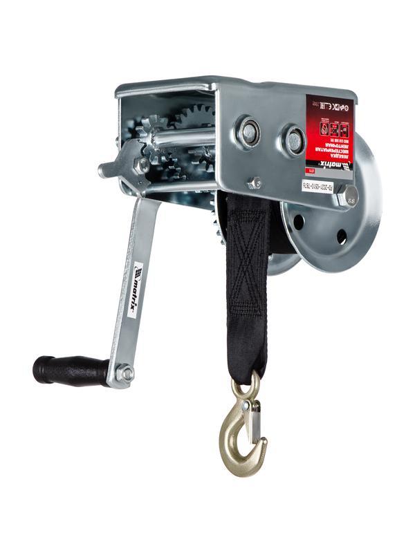 Лебедка шестеренчатая, тяга 0.8 т, ленточная Matrix