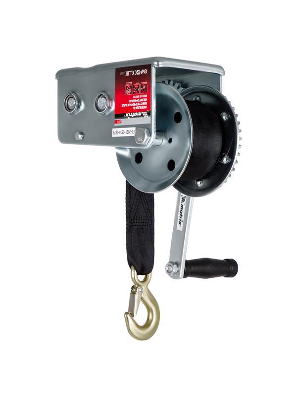 Лебедка шестеренчатая, тяга 0.8 т, ленточная Matrix