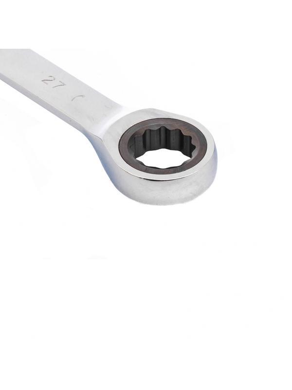 Ключ комбинированный трещоточный, 27 мм, CrV, зеркальный хром Matrix