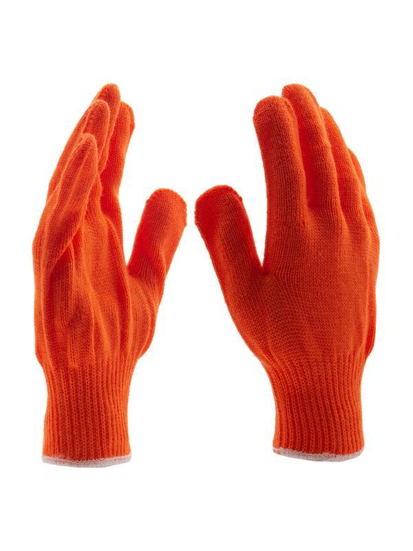 Перчатки трикотажные, акрил, оранжевый, оверлок Россия Сибртех