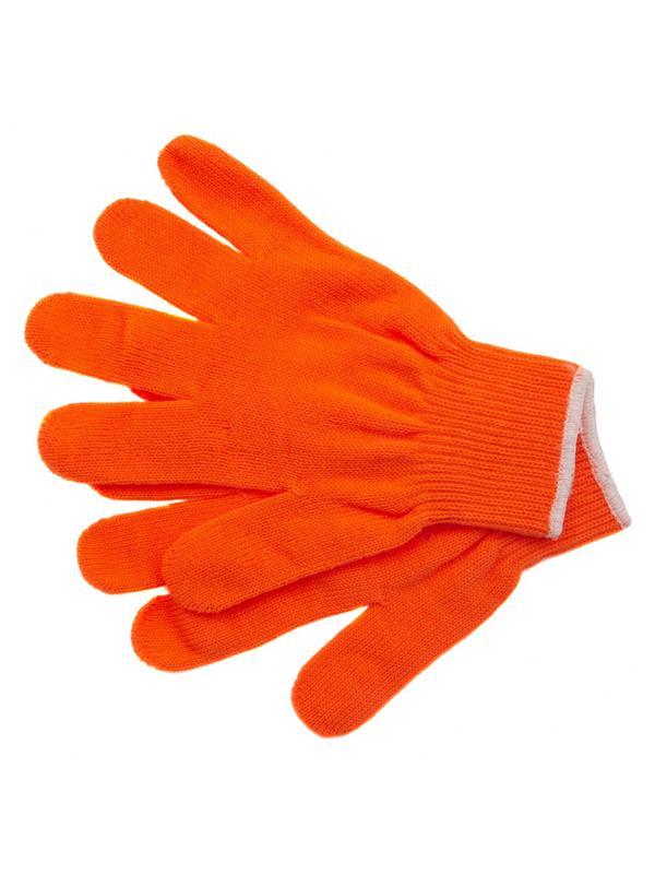 Перчатки трикотажные, акрил, оранжевый, оверлок Россия Сибртех