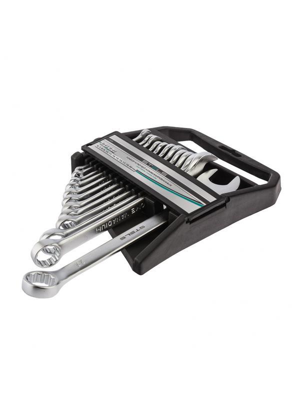 Набор ключей комбинированных, 6-22 мм, 12 шт, CrV, матовый хром Stels