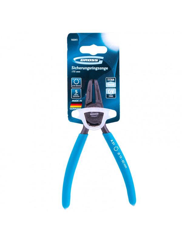 Съемник, 165 мм, для внешних стопорных колец (19-60 мм), изогнутые губки (разжим) Gross
