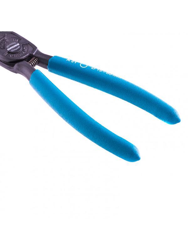 Съемник, 165 мм, для внешних стопорных колец (19-60 мм), изогнутые губки (разжим) Gross