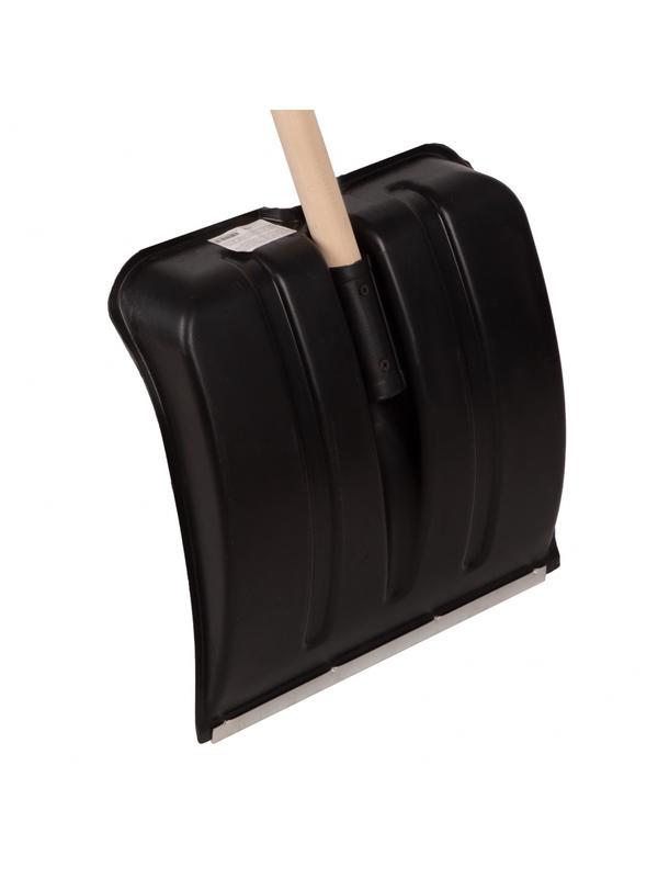 Лопата для уборки снега пластиковая, 380х385х1420 мм, деревянный черенок Россия