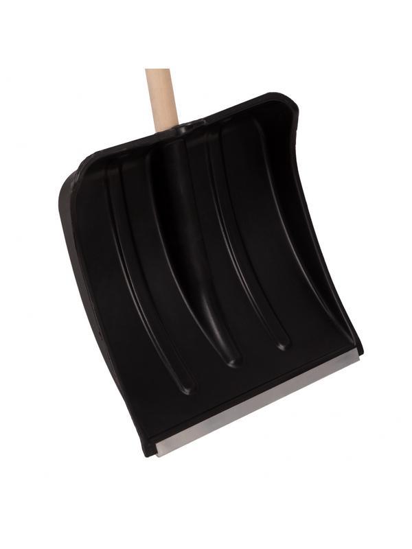 Лопата для уборки снега пластиковая, 380х385х1420 мм, деревянный черенок Россия