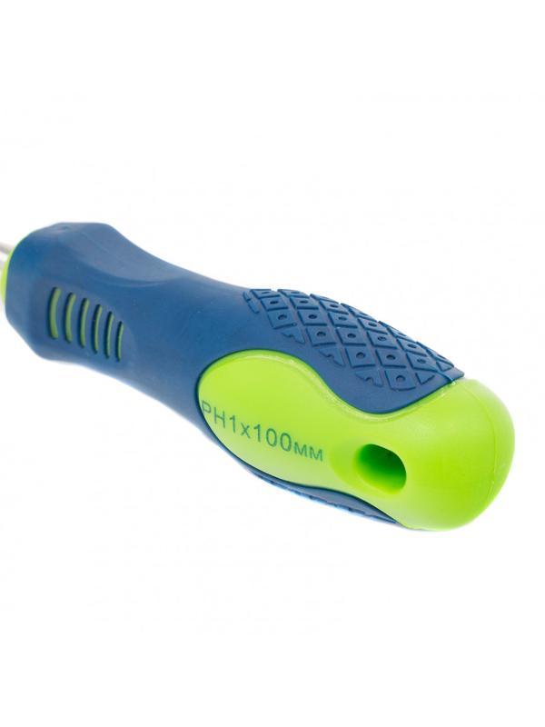 Отвертка, PH1 х 100 мм, CrV, двухкомпонентная рукоятка Сибртех