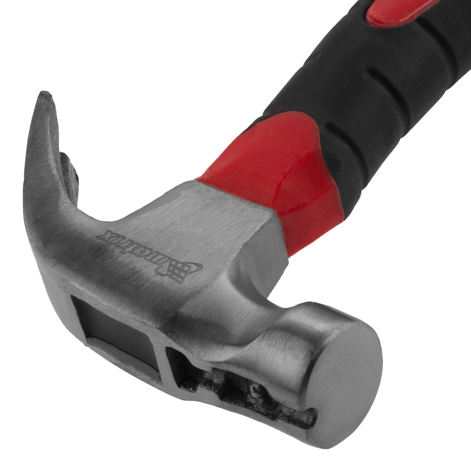 Молоток-гвоздодер мини, боек с магнитом, фибергласовая двухкомпонентная рукоятка, 250 г Matrix