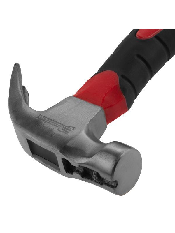 Молоток-гвоздодер мини, боек с магнитом, фибергласовая двухкомпонентная рукоятка, 250 г Matrix