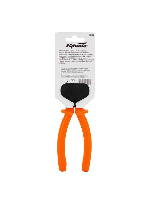Длинногубцы прямые Classic, 180 мм, шлифованные, пластмассовые рукоятки Sparta