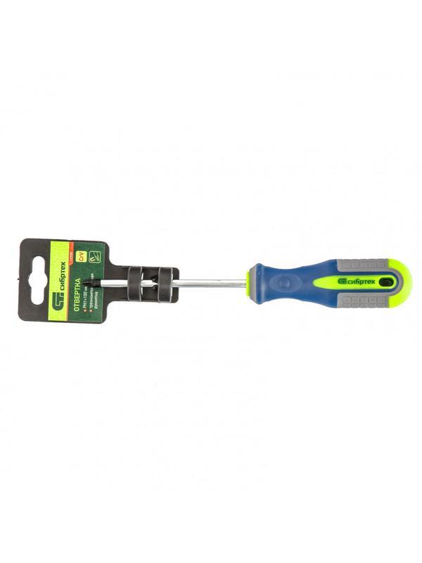 Отвертка, PH1 х 100 мм, CrV, трехкомпонентная рукоятка Сибртех