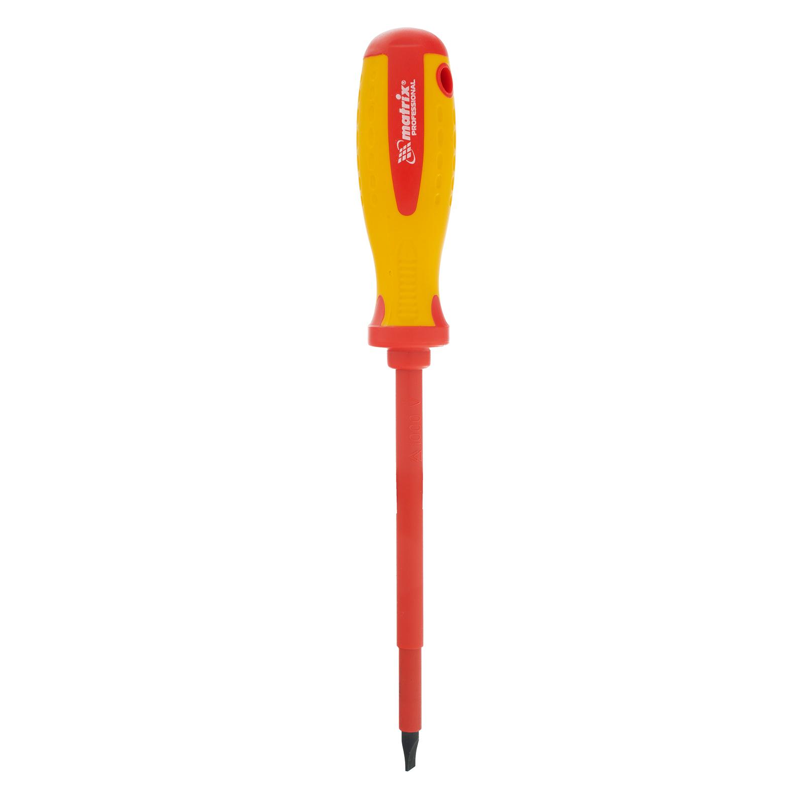 Отвертка Insulated, SL6.5 x 150 мм, CrMo, до 1000 В, двухкомпонентная рукоятка Matrix Professional