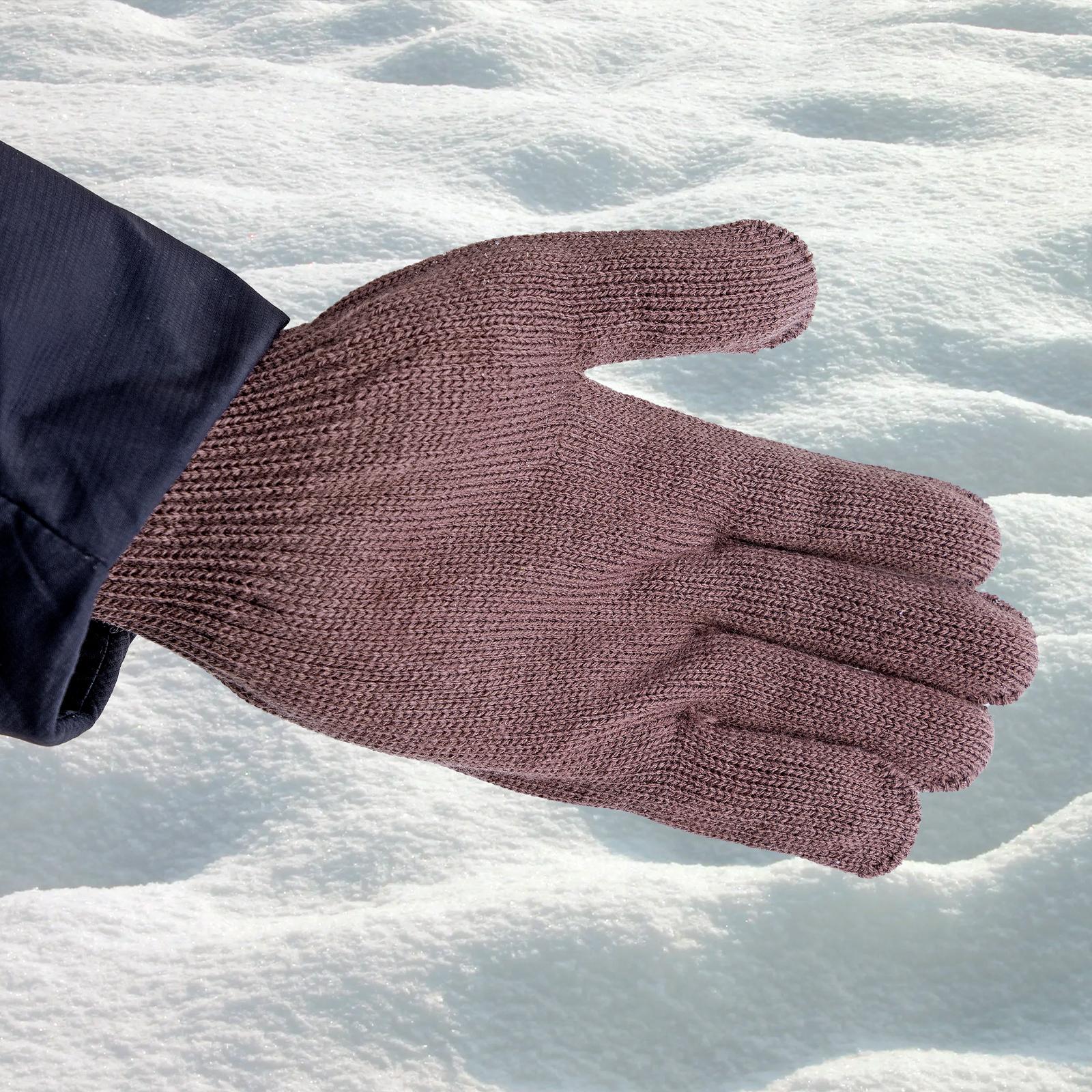 Перчатки трикотажные, акрил, коричневый, оверлок Россия Сибртех