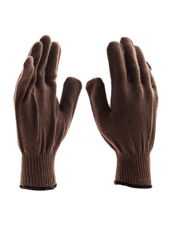 Перчатки трикотажные, акрил, коричневый, оверлок Россия Сибртех