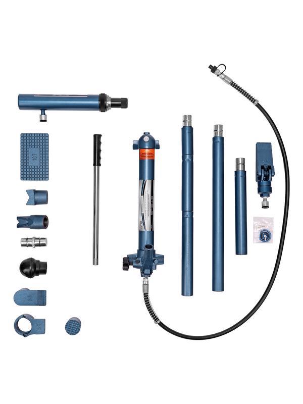 Растяжка гидравлическая, 10 т, набор из 17 предметов, 7 сменных насадок, в пластиковом кейсе на колесах Stels