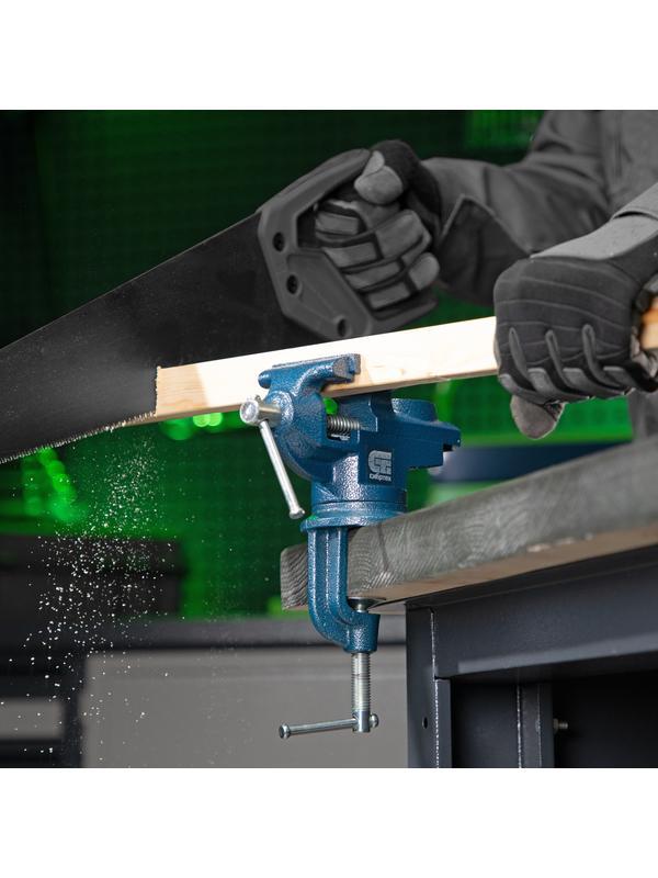 Тиски слесарные, настольные, поворотные, ширина рабочих губок 65 мм, наковальня Сибртех