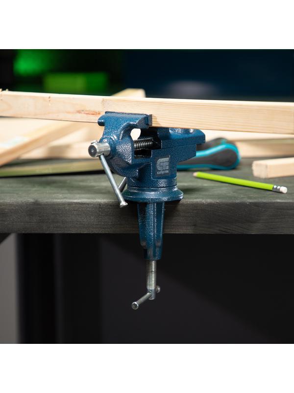 Тиски слесарные, настольные, поворотные, ширина рабочих губок 65 мм, наковальня Сибртех