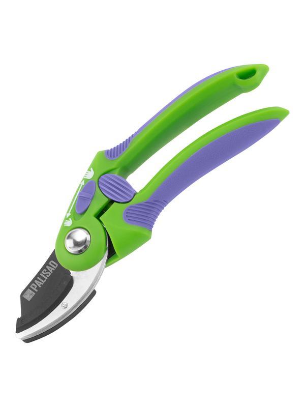 Секатор с наковальней, 215 мм, регулировка захвата, двухкомпонентные рукоятки, Palisad