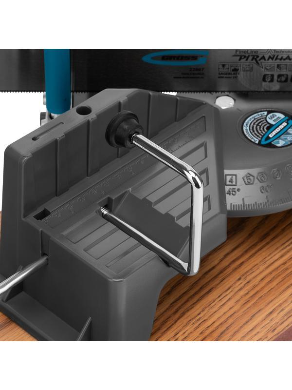 Стусло прецизионное, двухплоскостное, пила 600 мм, две прижимные струбцины, ограничительный упор Gross