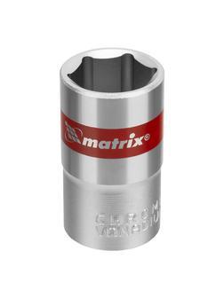 Головка торцевая, 16 мм, шестигранная, CrV, под квадрат 1/2, хромированная Matrix