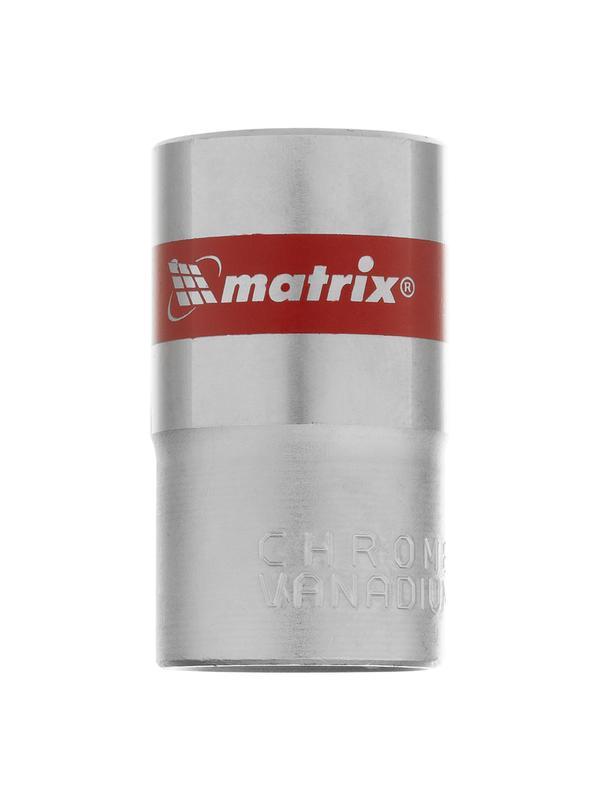 Головка торцевая, 16 мм, шестигранная, CrV, под квадрат 1/2, хромированная Matrix