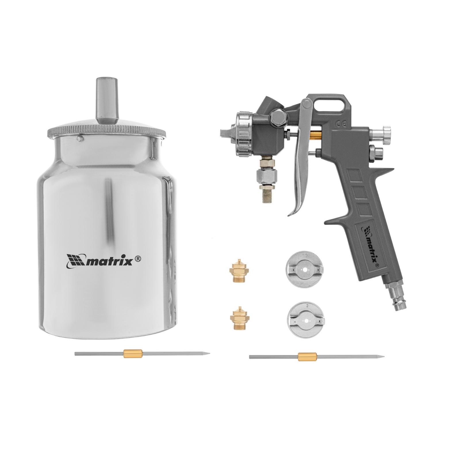Краскораспылитель пневматический с нижним бачком V 1, 0 л, сопло D 1.2, 1.5 и 1.8 мм Matrix