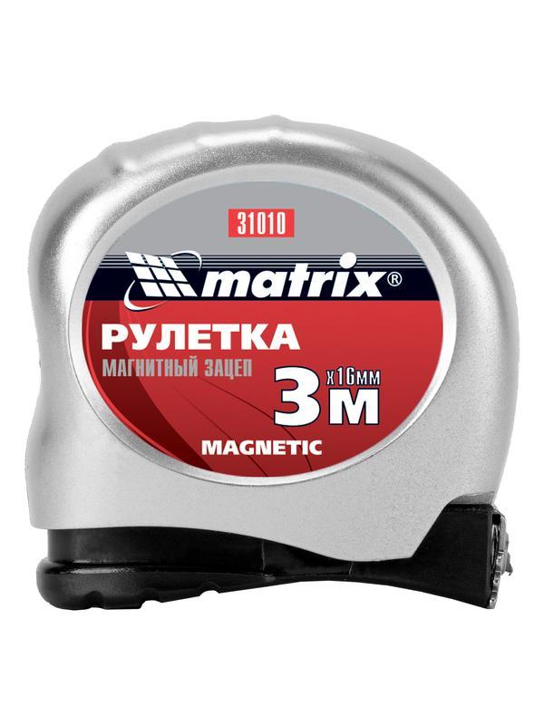 Рулетка Magnetic,3 м х 16 мм,магнитный зацеп Matrix