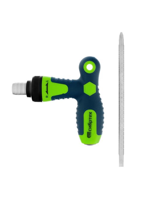 Отвертка реверсивная Т-образная комбинированная PH2/SL6, CrV Сибртех