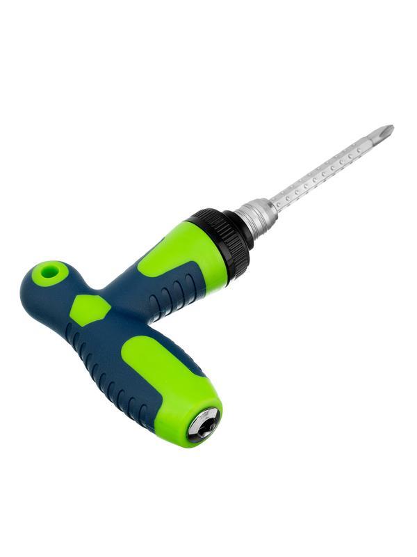 Отвертка реверсивная Т-образная комбинированная PH2/SL6, CrV Сибртех