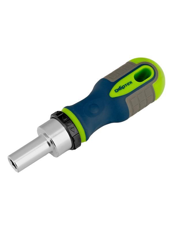 Отвертки реверсивные с набором бит и торцевыми головками, 41 шт, CrV Сибртех