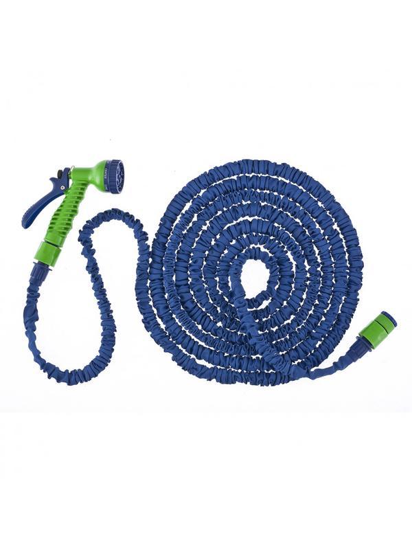 Набор поливочный, растягивающийся шланг 15 м, 7 режимов пистолет, соединитель, адаптер Сибртех